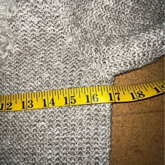 Nic & Zoe Open Knit Beige Cardigan With Fringe Trim 3/4 Sleeves Women's Size S - Picture 10 of 11